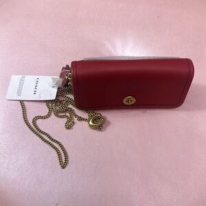 NWT Coach Dinky Bag 14 Ruby Red Leather Shoulder/ crossbody Bag. (Micro.)